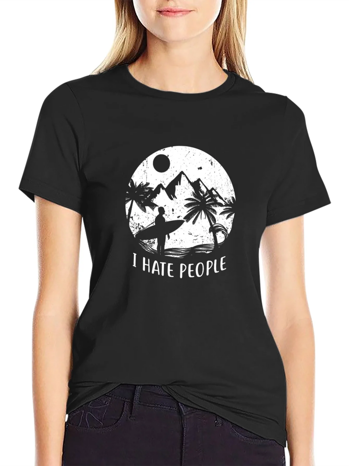 I Hate People Graphic T-Shirt - Beach Surfer Design product image 2