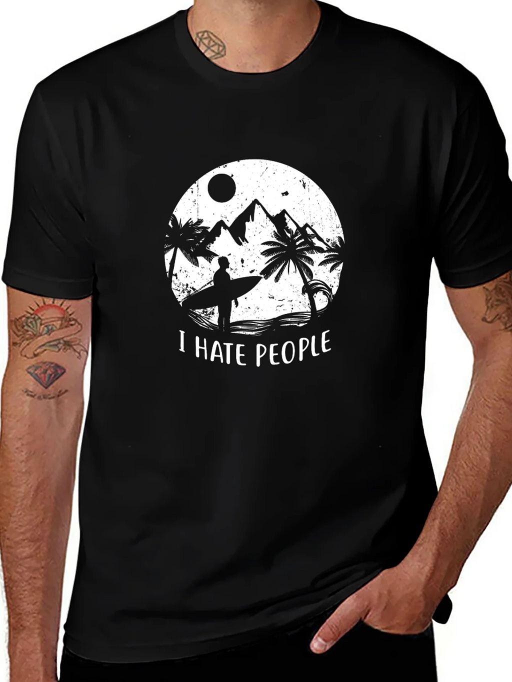 I Hate People Graphic T-Shirt - Beach Surfer Design product image 1