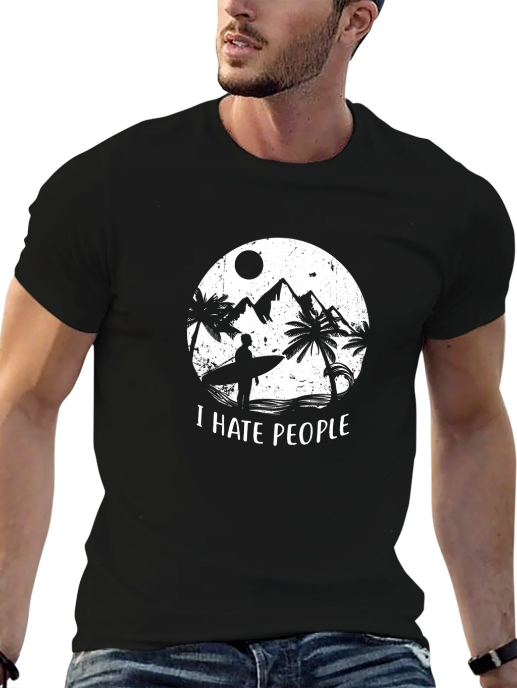 I Hate People Graphic T-Shirt - Beach Surfer Design product image 6