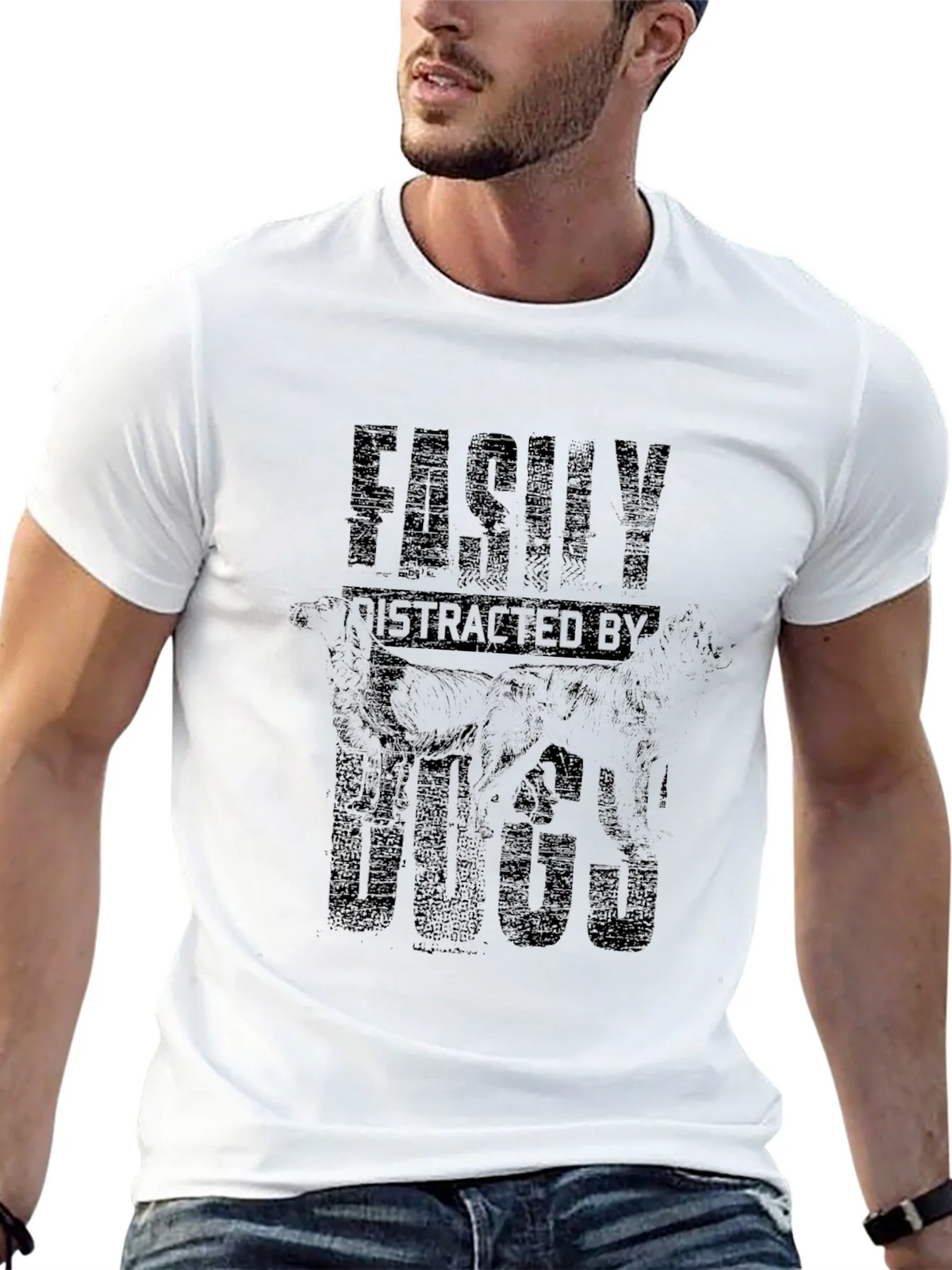 Easily Distracted By Dogs Black Graphic Tee product image 5