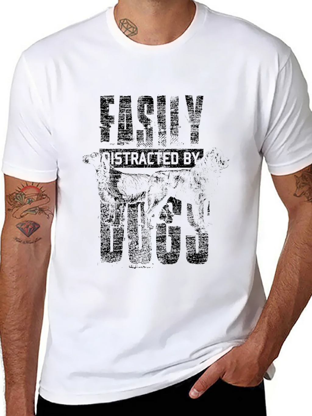 Easily Distracted By Dogs Black Graphic Tee product image 3