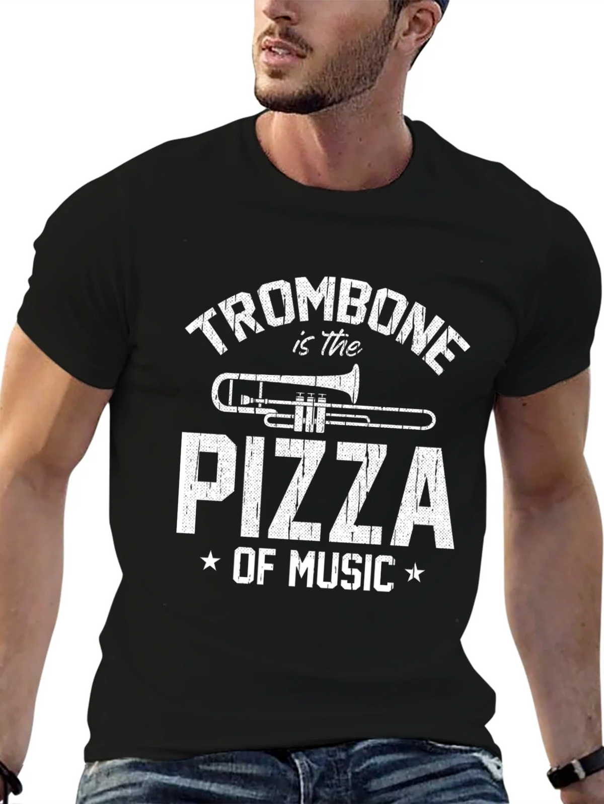 Trombone is the Pizza of Music - Funny T-Shirt product image 6