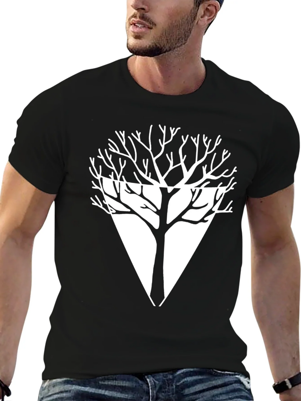 Geometric Tree Graphic Tee - Modern Black T-Shirt product image 3