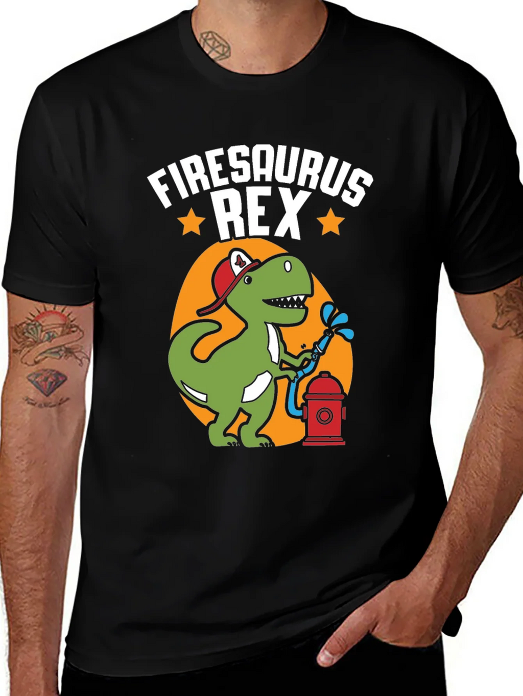 Firesaurus Rex Graphic Tee - Firefighter Dinosaur T-Shirt product image 1