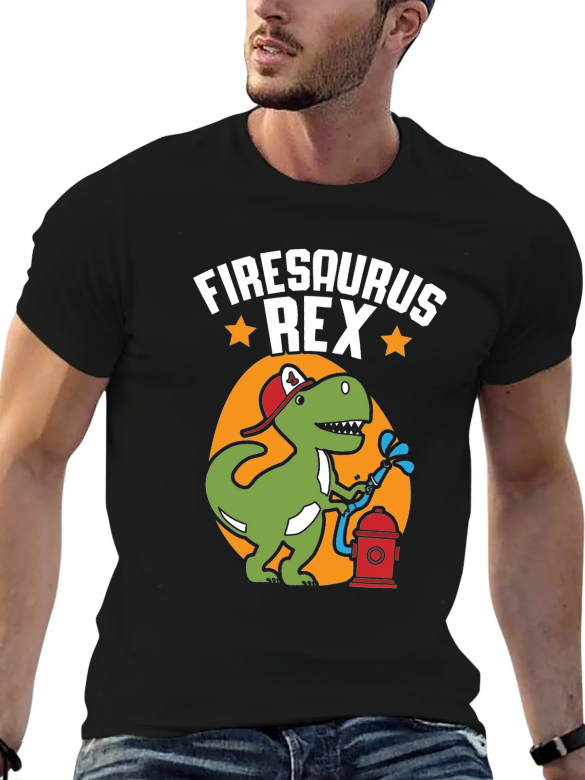Firesaurus Rex Graphic Tee - Firefighter Dinosaur T-Shirt product image 6
