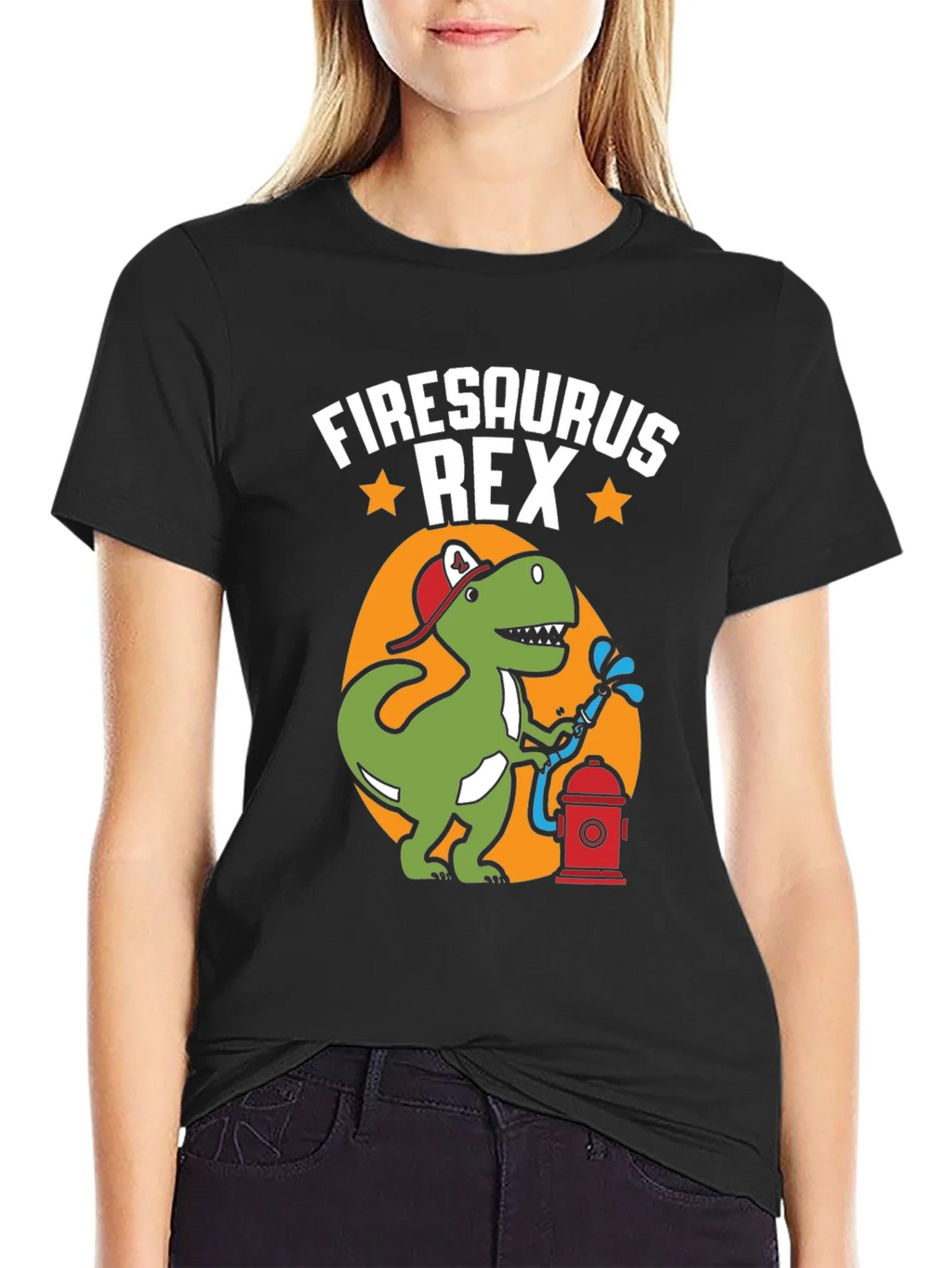Firesaurus Rex Graphic Tee - Firefighter Dinosaur T-Shirt product image 2