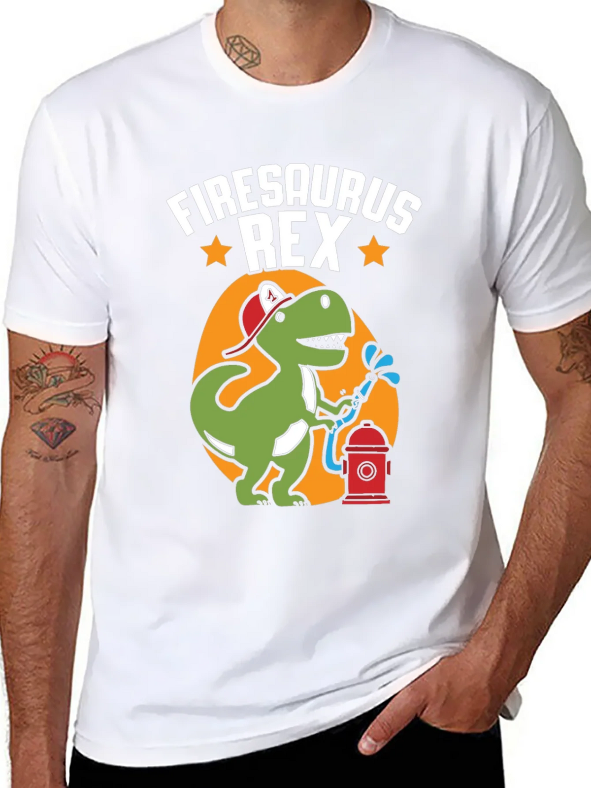 Firesaurus Rex Graphic Tee - Firefighter Dinosaur T-Shirt product image 7