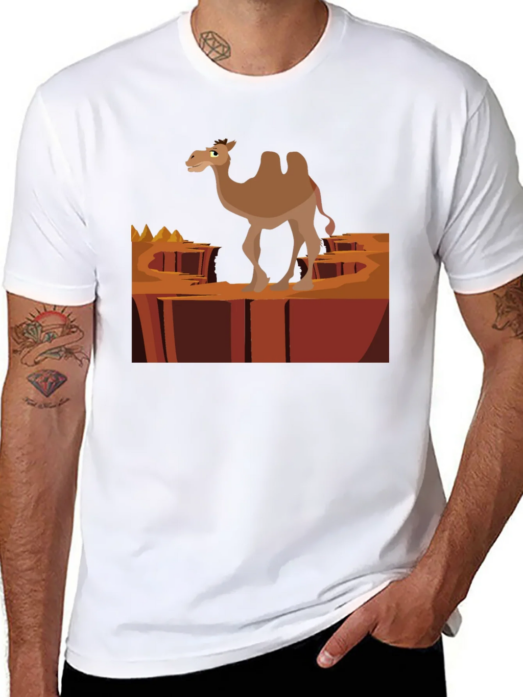 Desert Camel Graphic T-Shirt - Black Cotton Tee product image 7