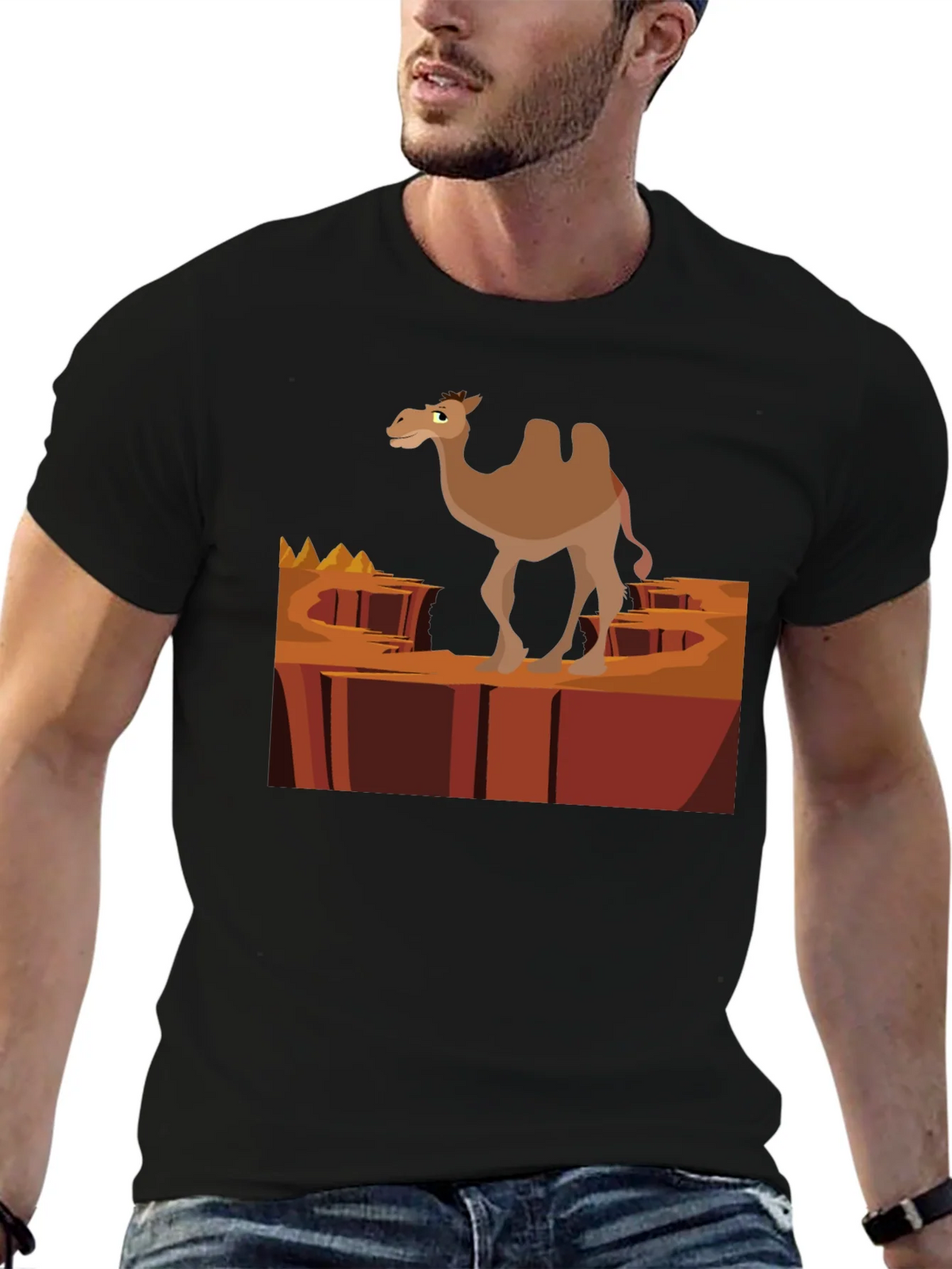 Desert Camel Graphic T-Shirt - Black Cotton Tee product image 6