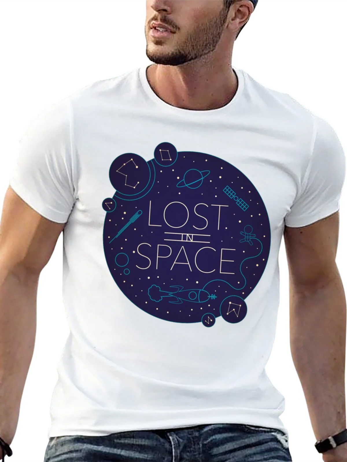 Lost in Space Graphic Tee - Black Cotton Blend product image 12