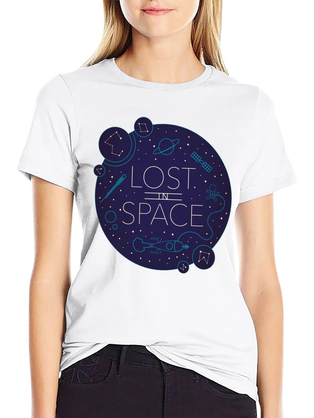 Lost in Space Graphic Tee - Black Cotton Blend product image 8