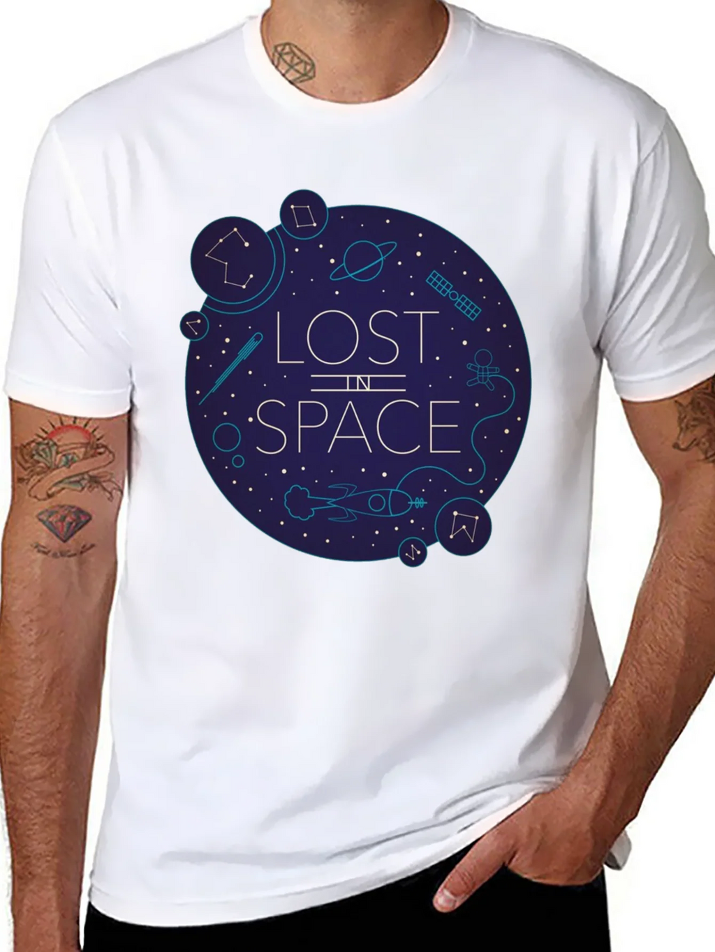 Lost in Space Graphic Tee - Black Cotton Blend product image 7
