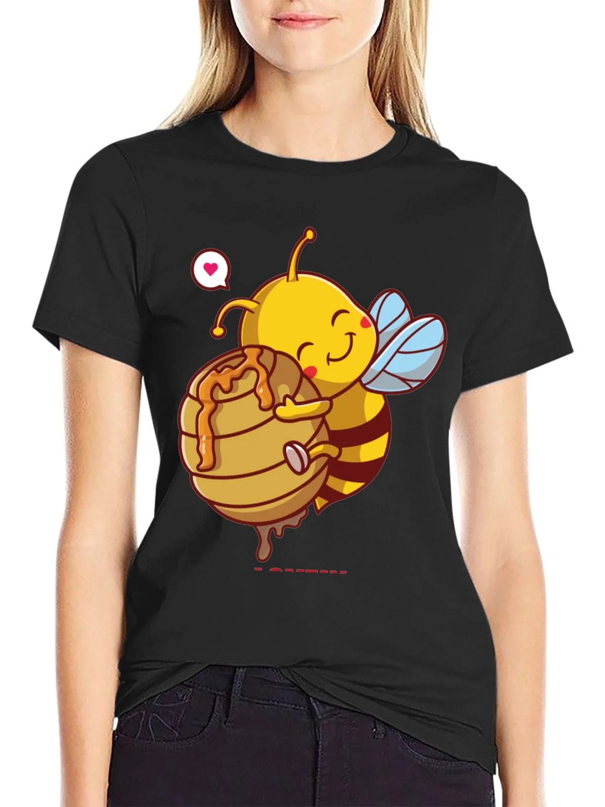 Cute Bee Hugging Honeycomb Graphic T-Shirt product image 1