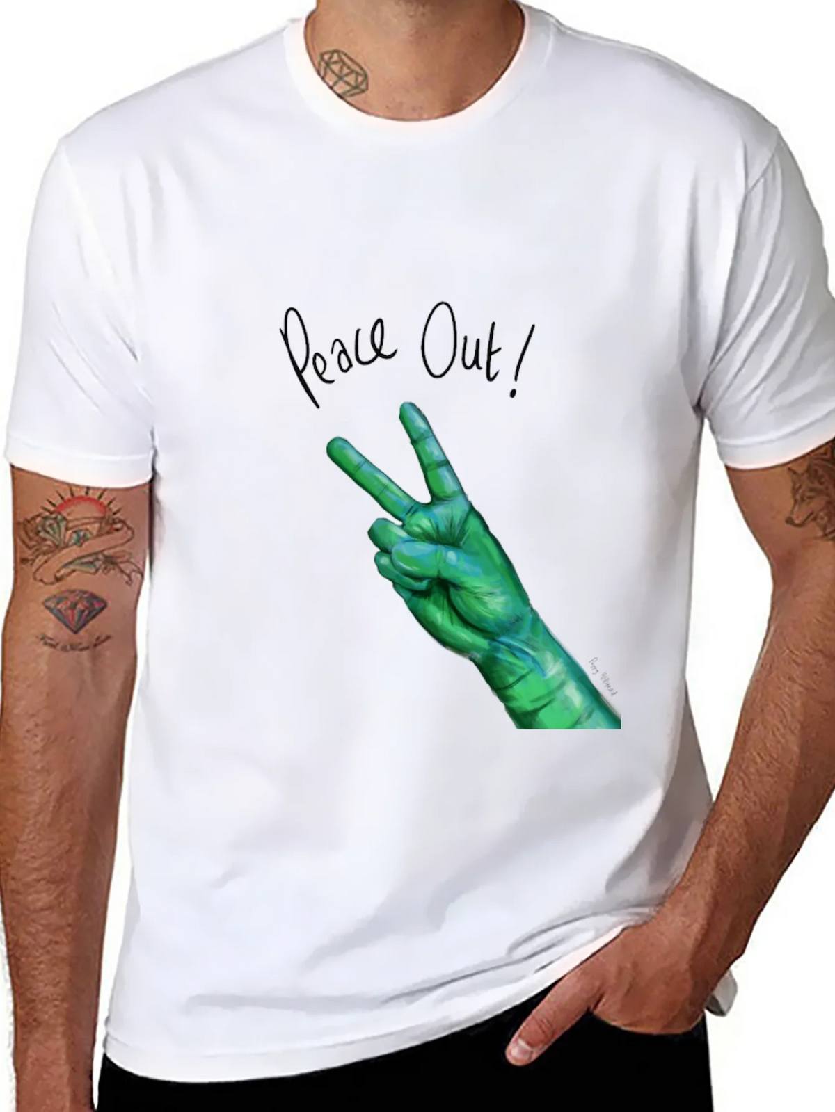 Peace Out Green Hand Graphic Tee product image 6