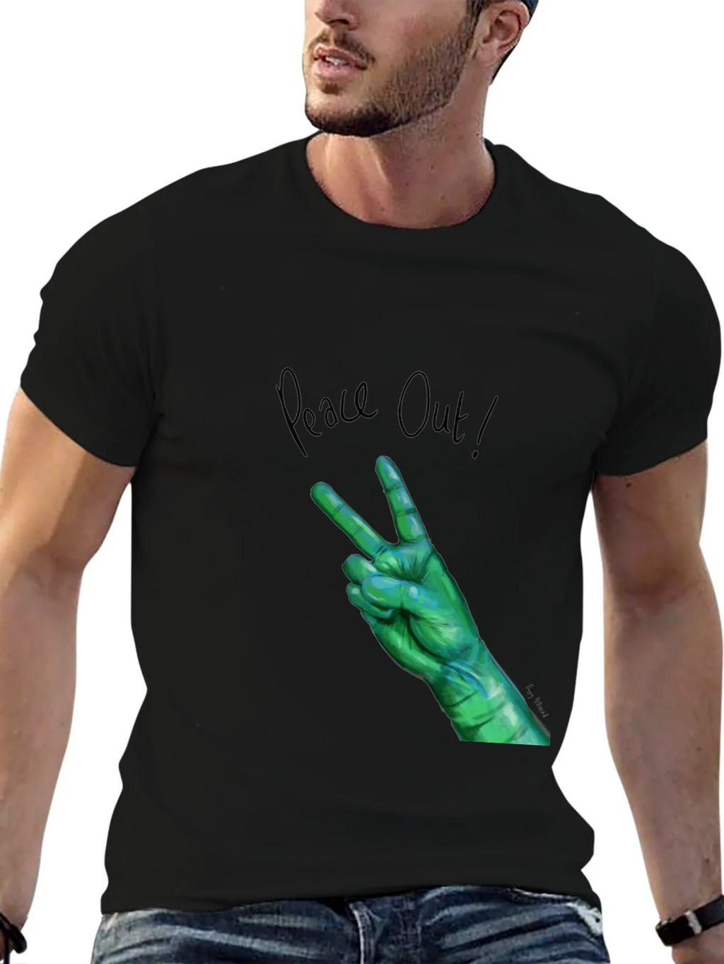 Peace Out Green Hand Graphic Tee product image 5