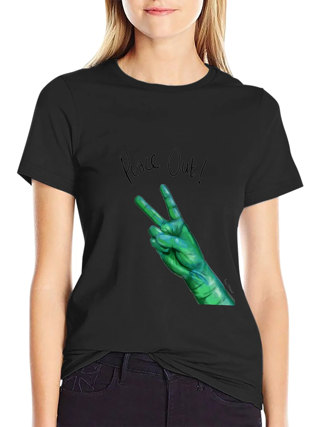 Peace Out Green Hand Graphic Tee product image 2