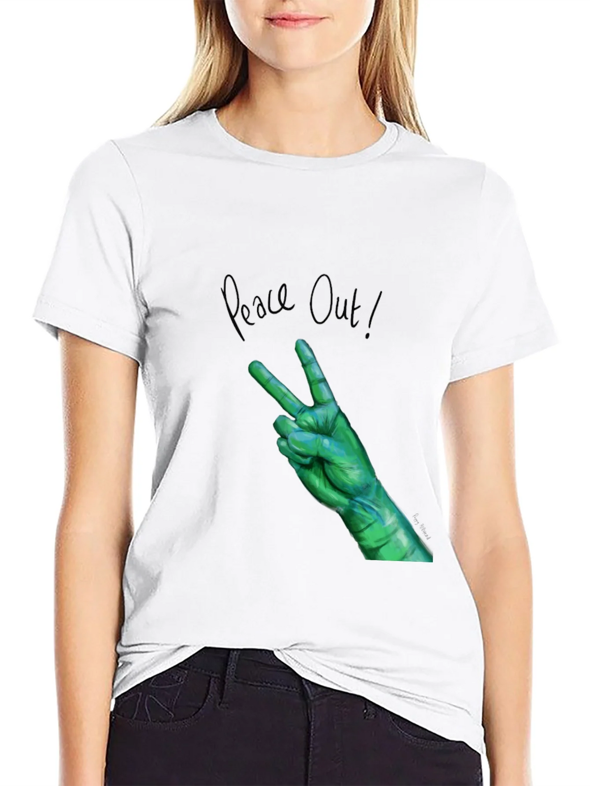 Peace Out Green Hand Graphic Tee product image 7
