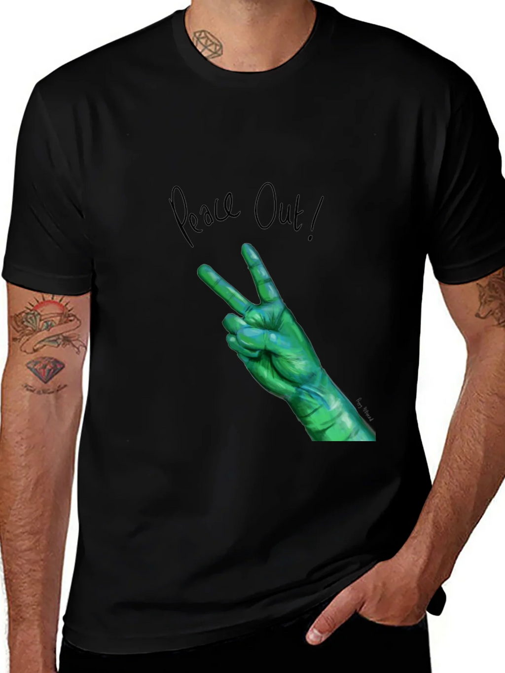 Peace Out Green Hand Graphic Tee product image 1