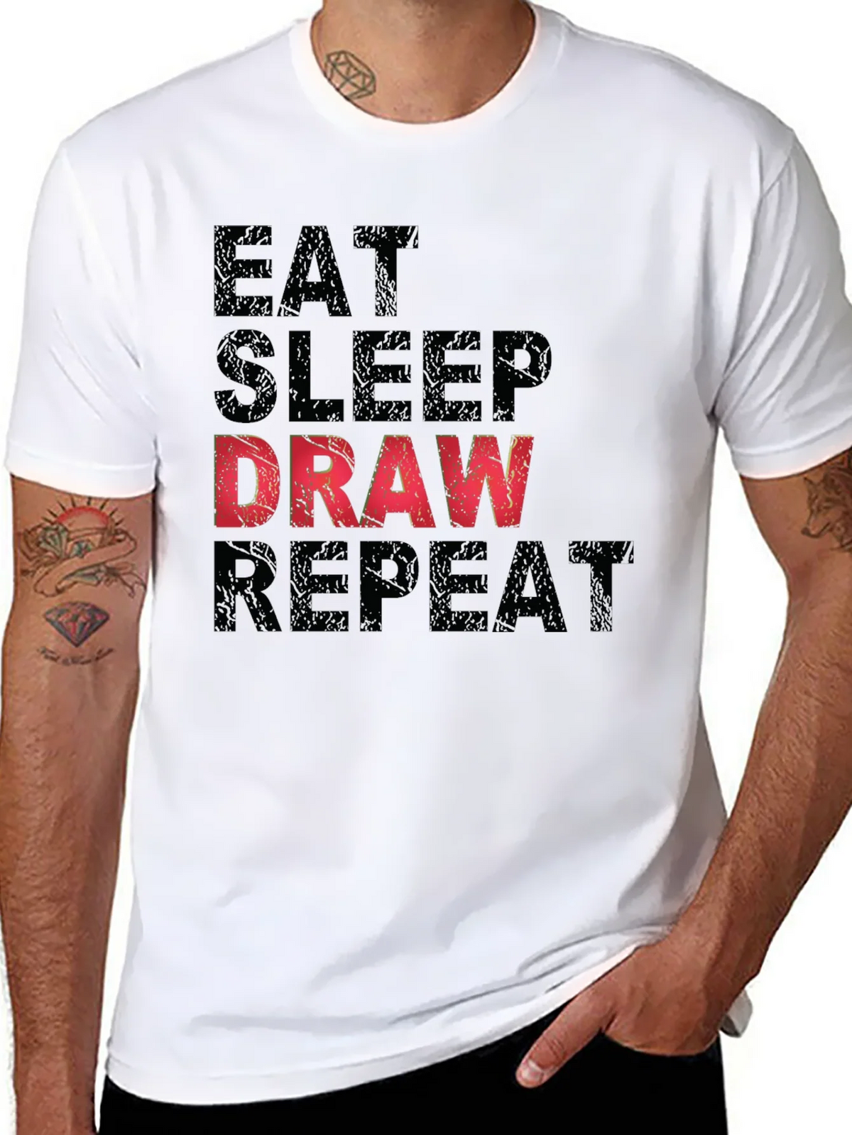 Eat Sleep Draw Repeat Graphic Tee - Black product image 4
