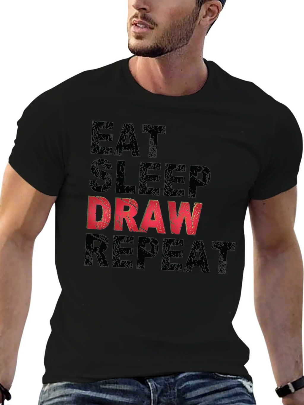 Eat Sleep Draw Repeat Graphic Tee - Black product image 3