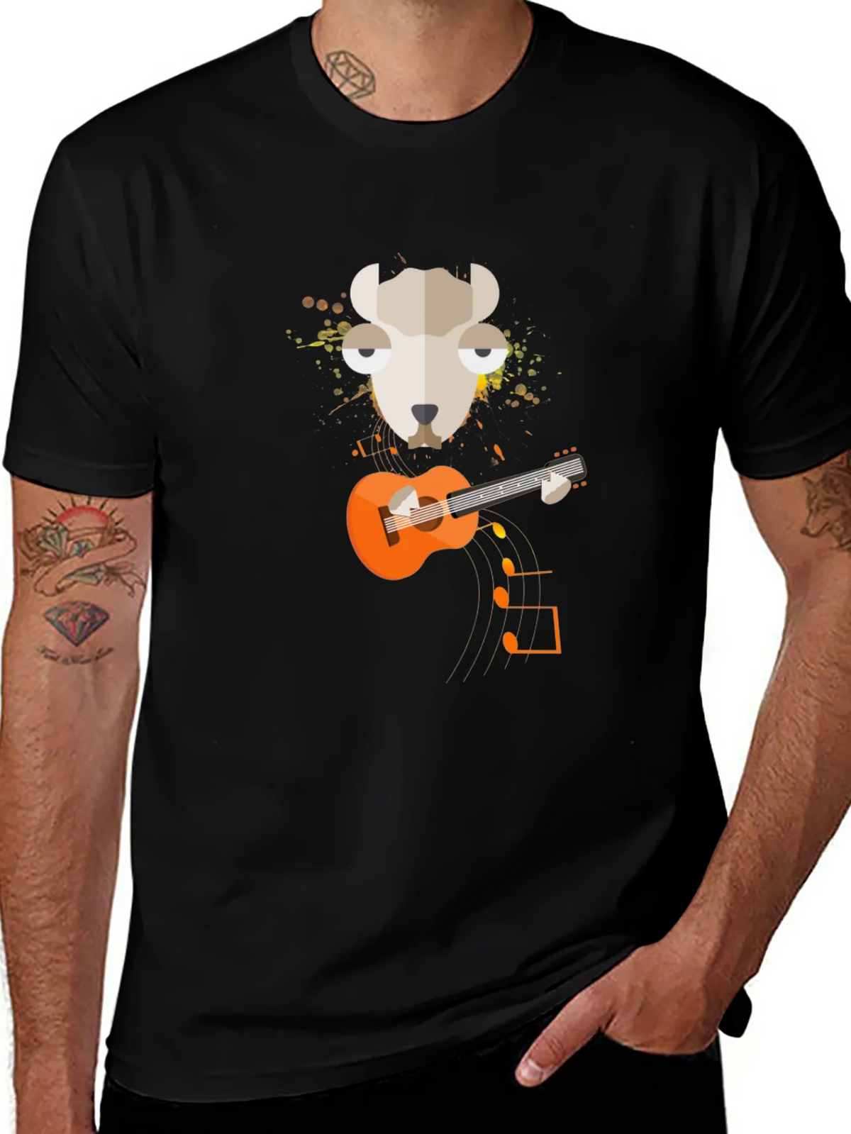 Llama Guitar Graphic Tee - Quirky Musician T-Shirt product image 1