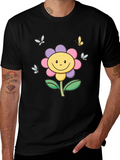 Happy Flower Graphic Tee - Black T-Shirt product image 1