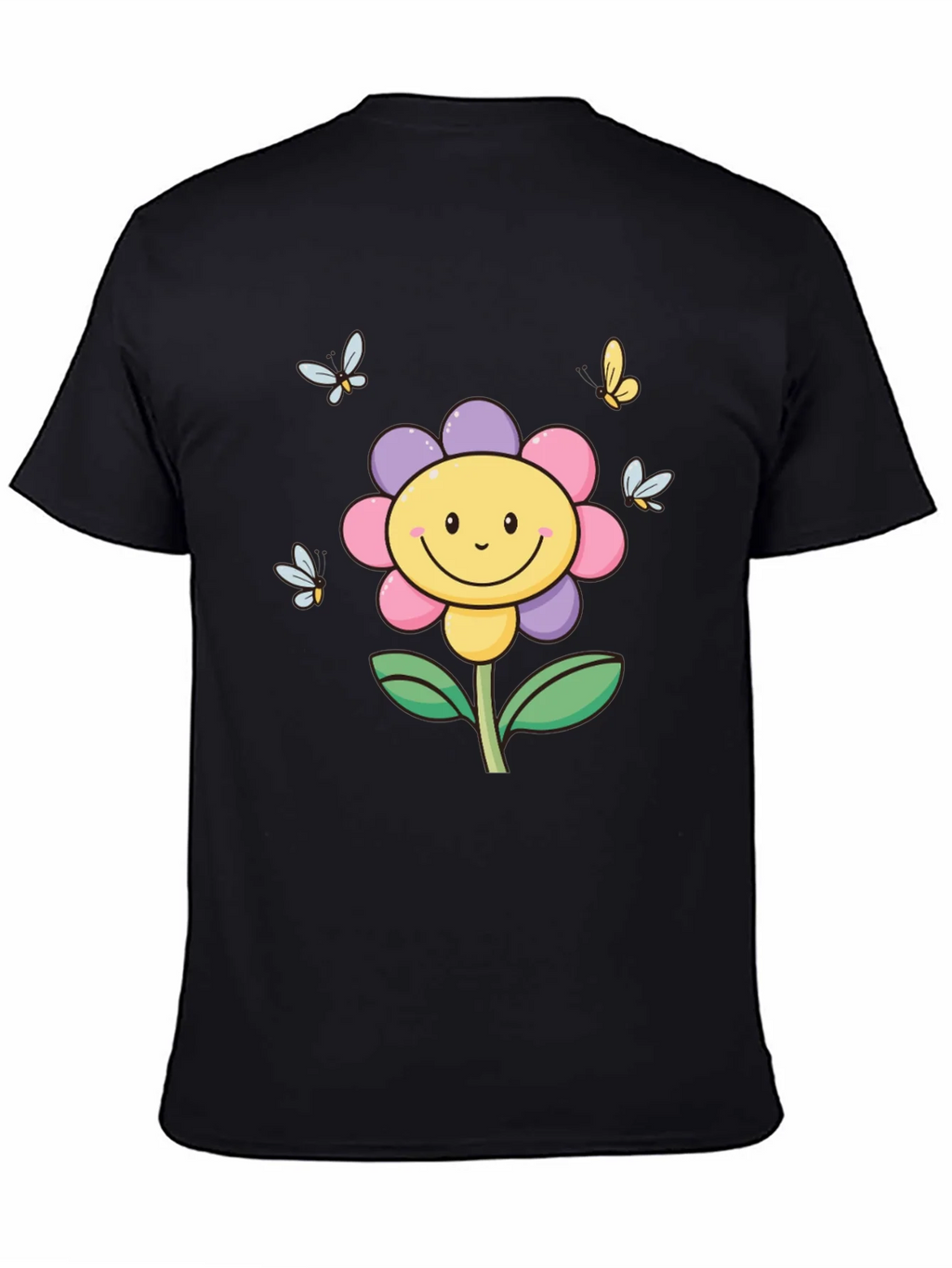 Happy Flower Graphic Tee - Black T-Shirt product image 4