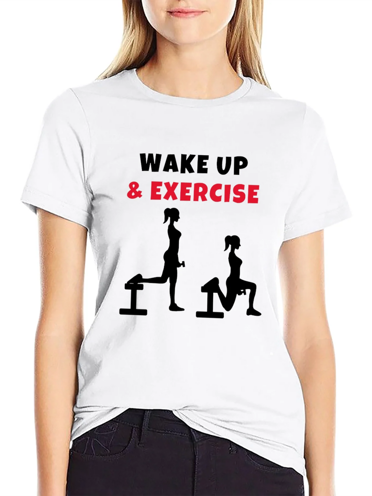 Wake Up & Exercise Graphic Tee - Black Fitness Shirt product image 7