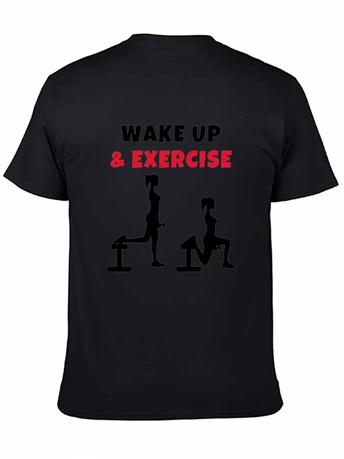 Wake Up & Exercise Graphic Tee - Black Fitness Shirt product image 4