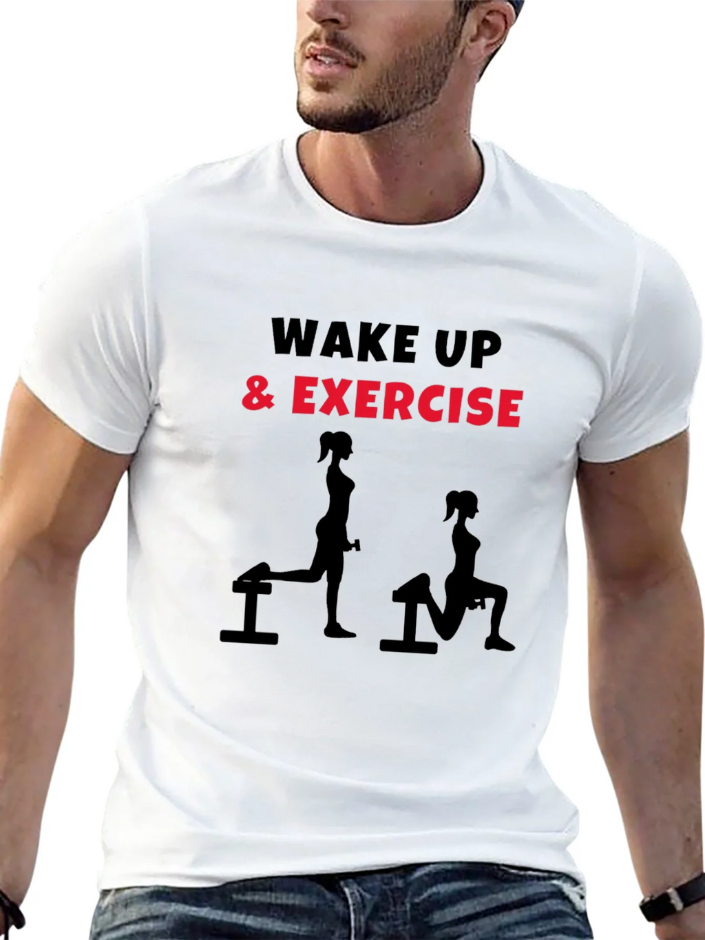 Wake Up & Exercise Graphic Tee - Black Fitness Shirt product image 11