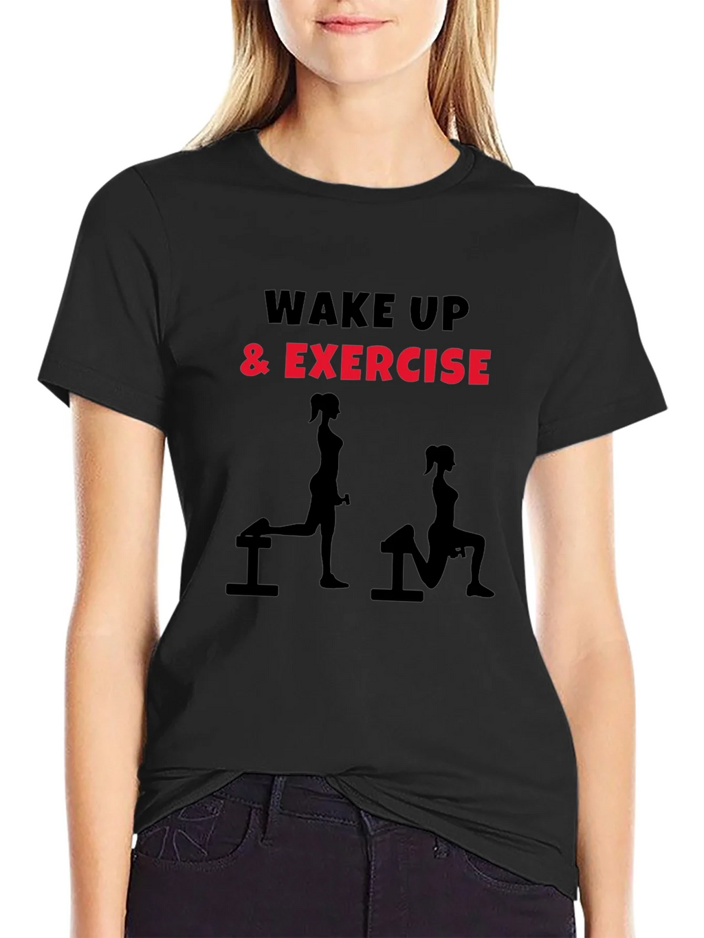 Wake Up & Exercise Graphic Tee - Black Fitness Shirt product image 2
