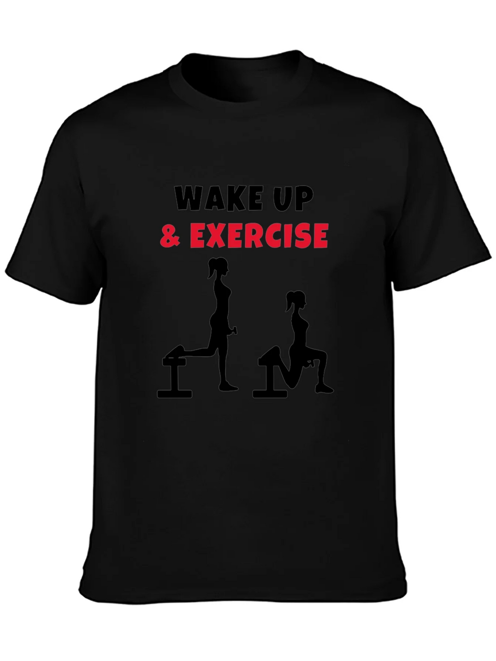 Wake Up & Exercise Graphic Tee - Black Fitness Shirt product image 3