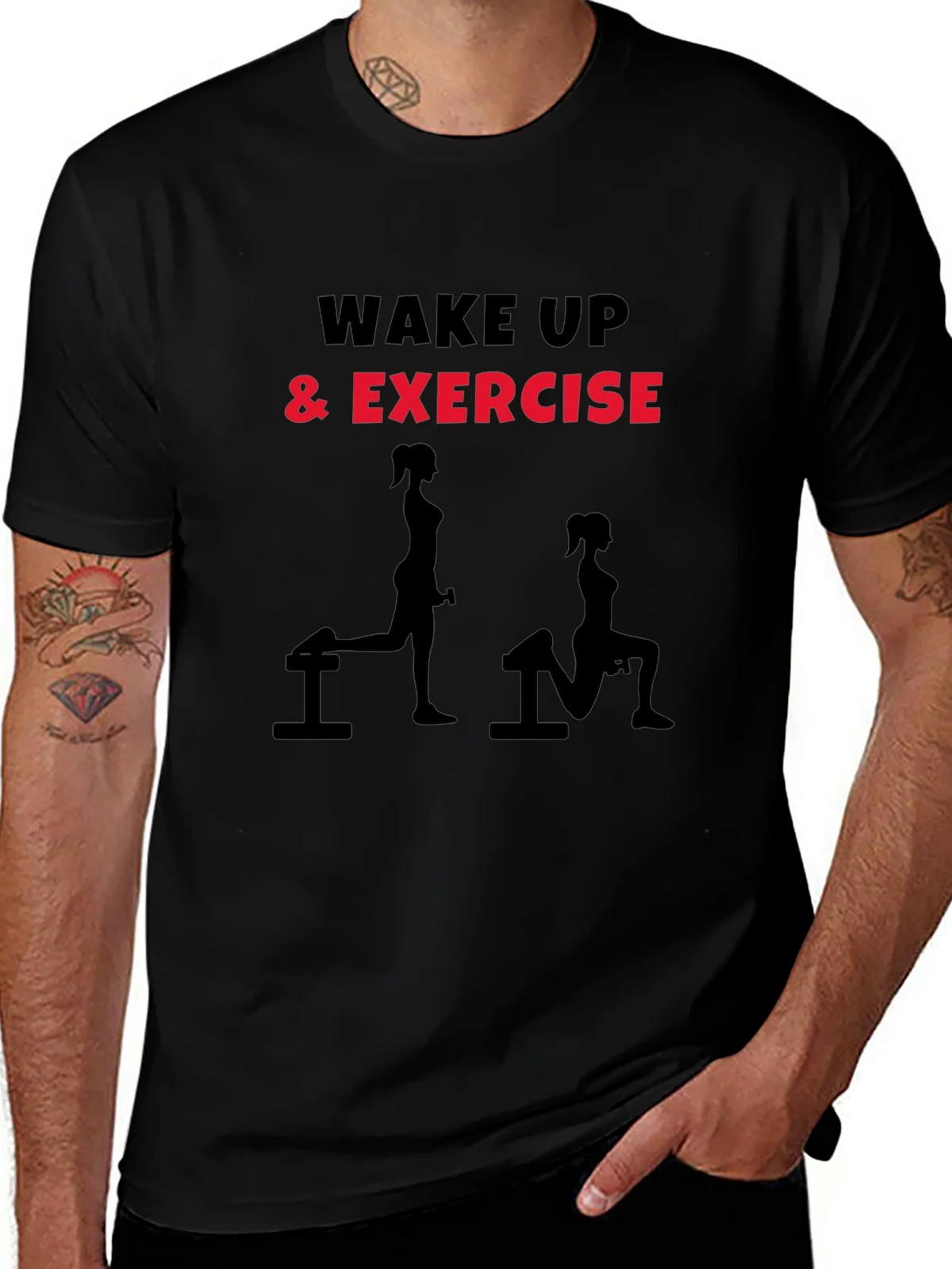 Wake Up & Exercise Graphic Tee - Black Fitness Shirt product image 1
