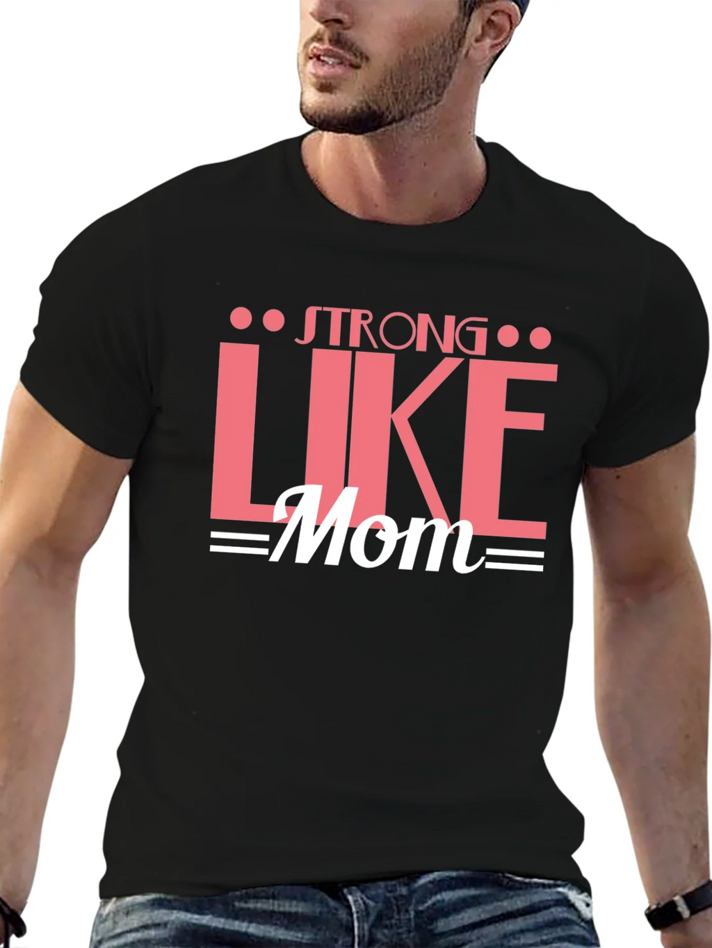 Strong Like Mom Graphic Tee - Black Cotton T-Shirt product image 6