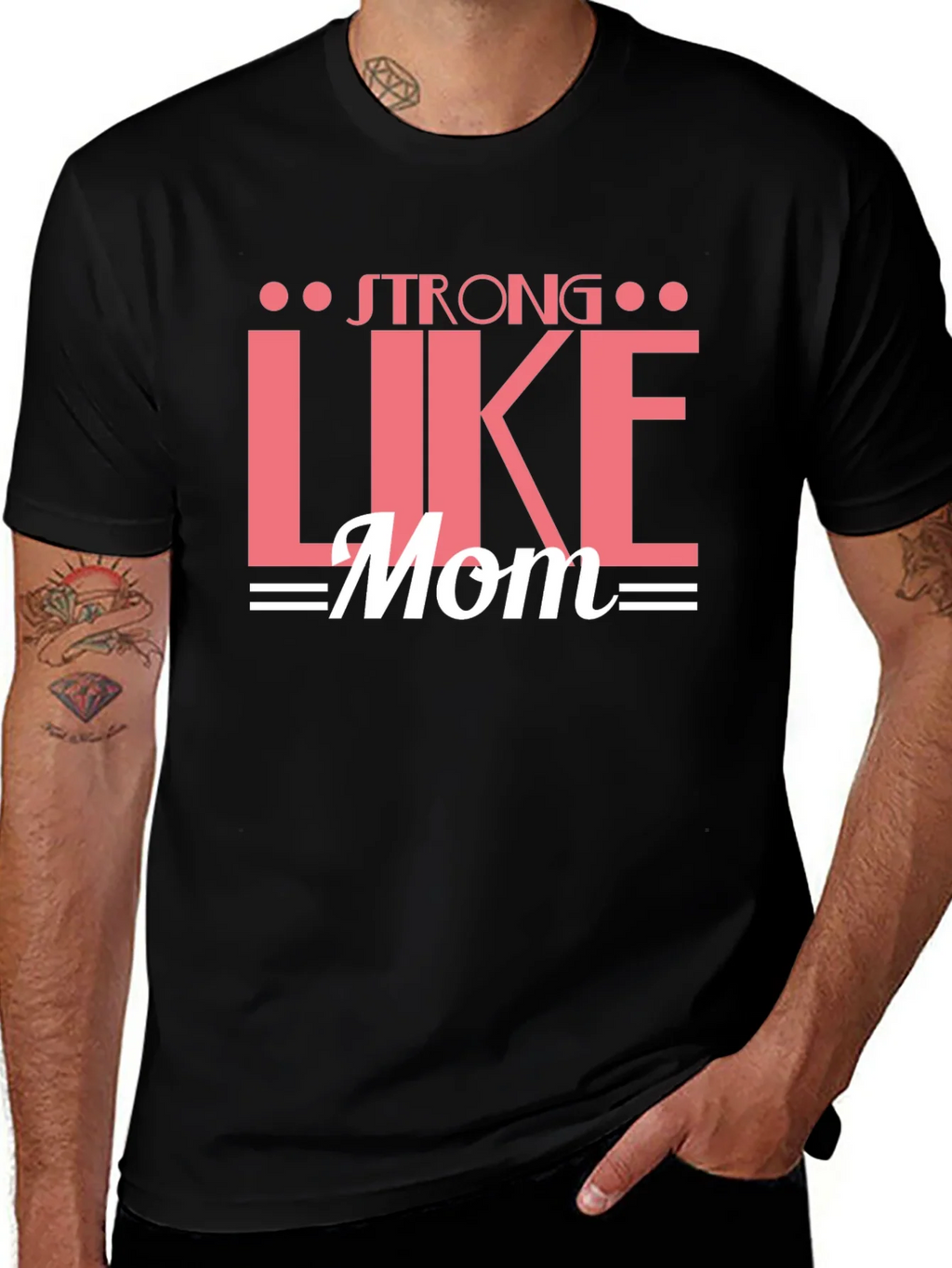 Strong Like Mom Graphic Tee - Black Cotton T-Shirt product image 1