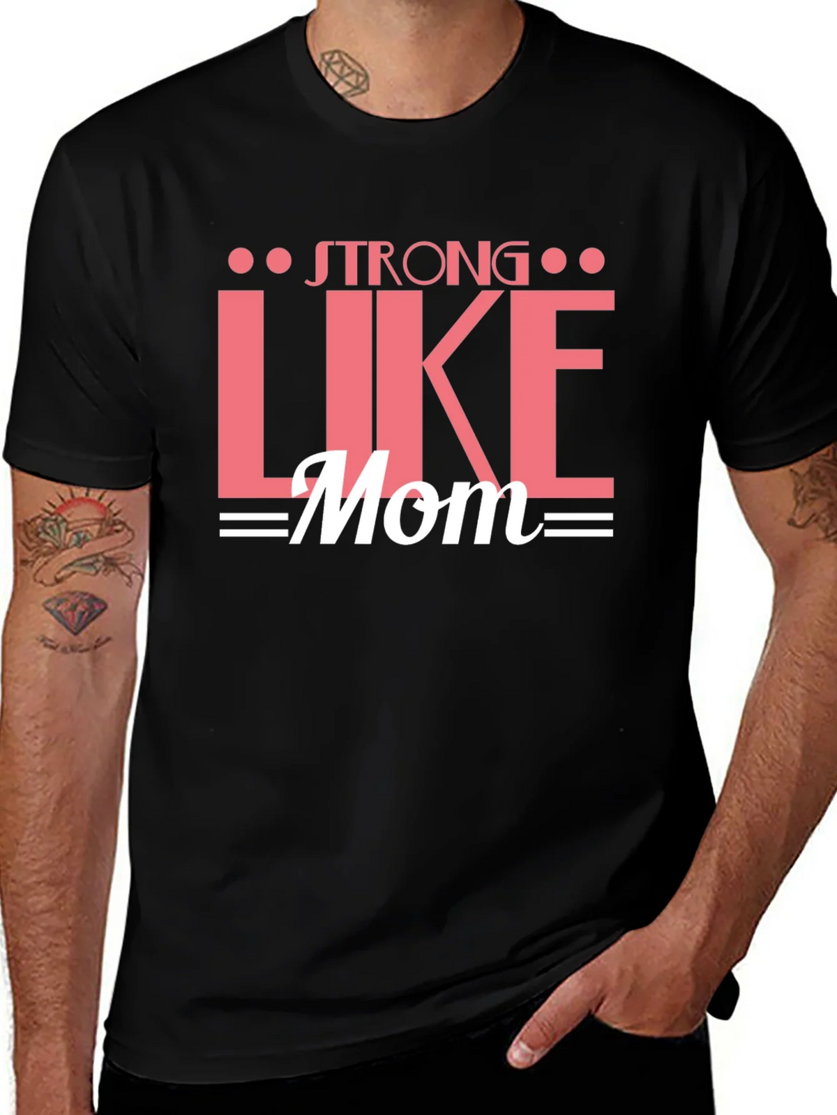 Strong Like Mom Graphic Tee - Black Cotton T-Shirt product image 1