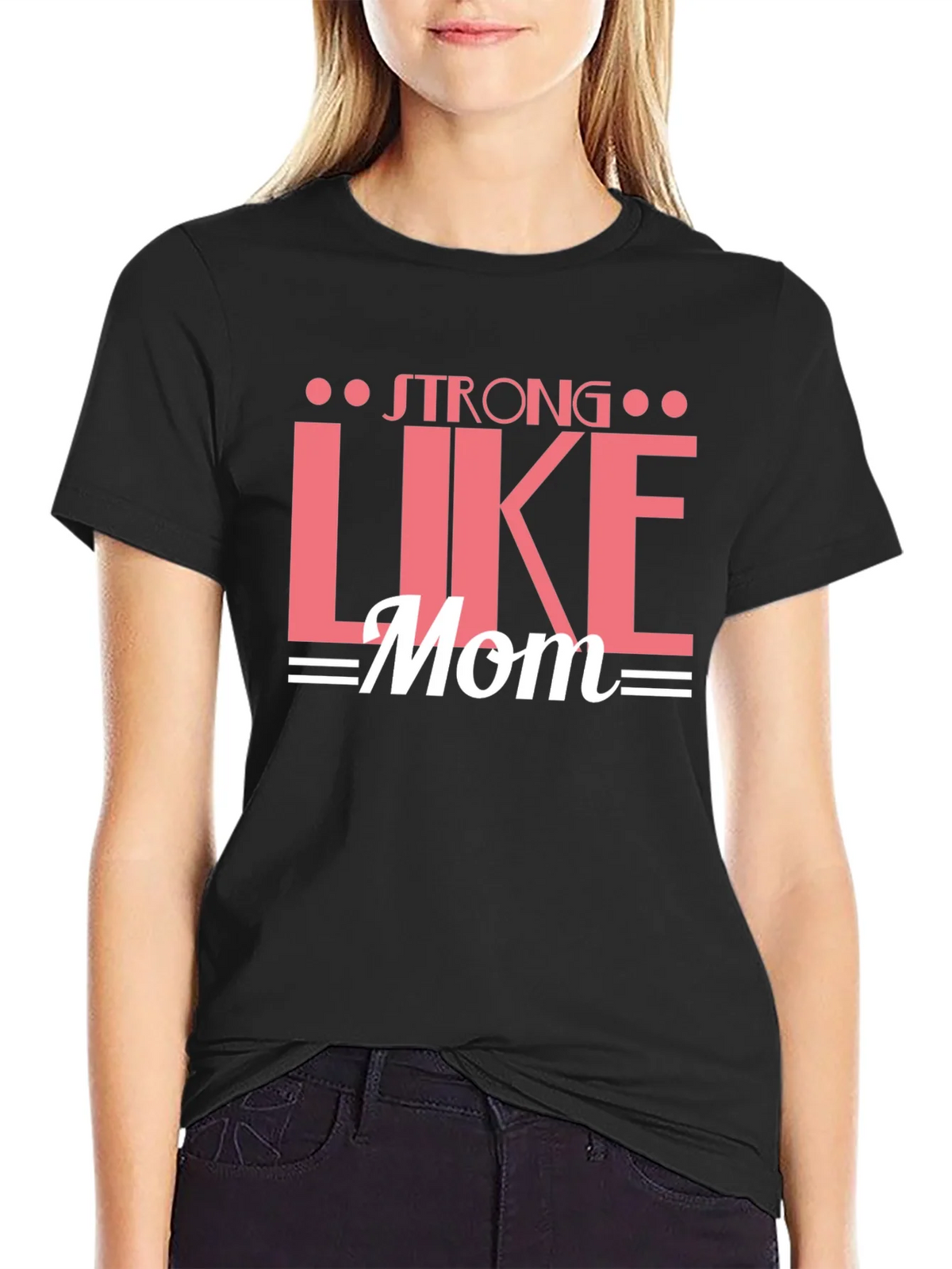 Strong Like Mom Graphic Tee - Black Cotton T-Shirt product image 2