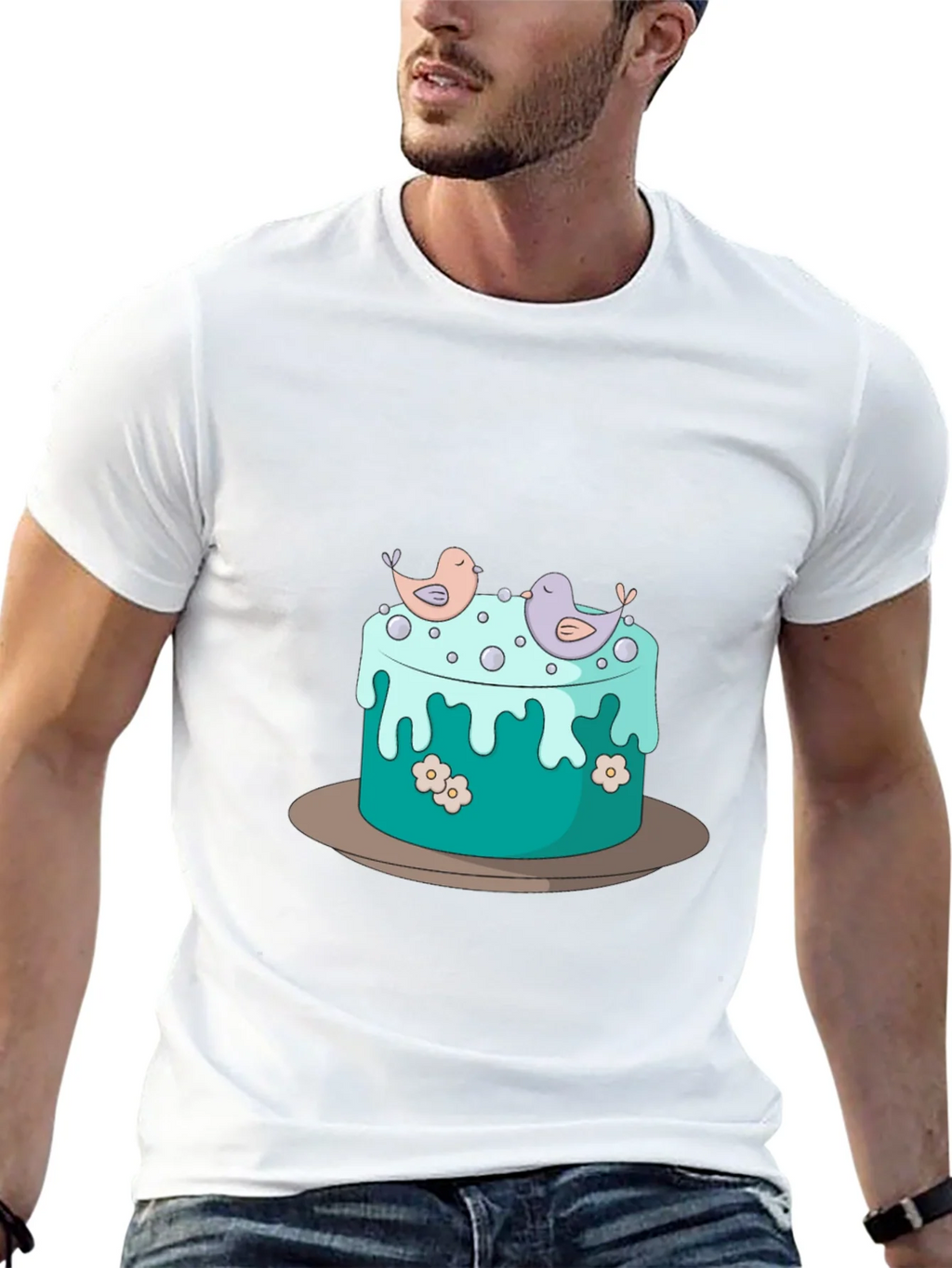 Cake and Birds Graphic T-Shirt - Unisex Style product image 12