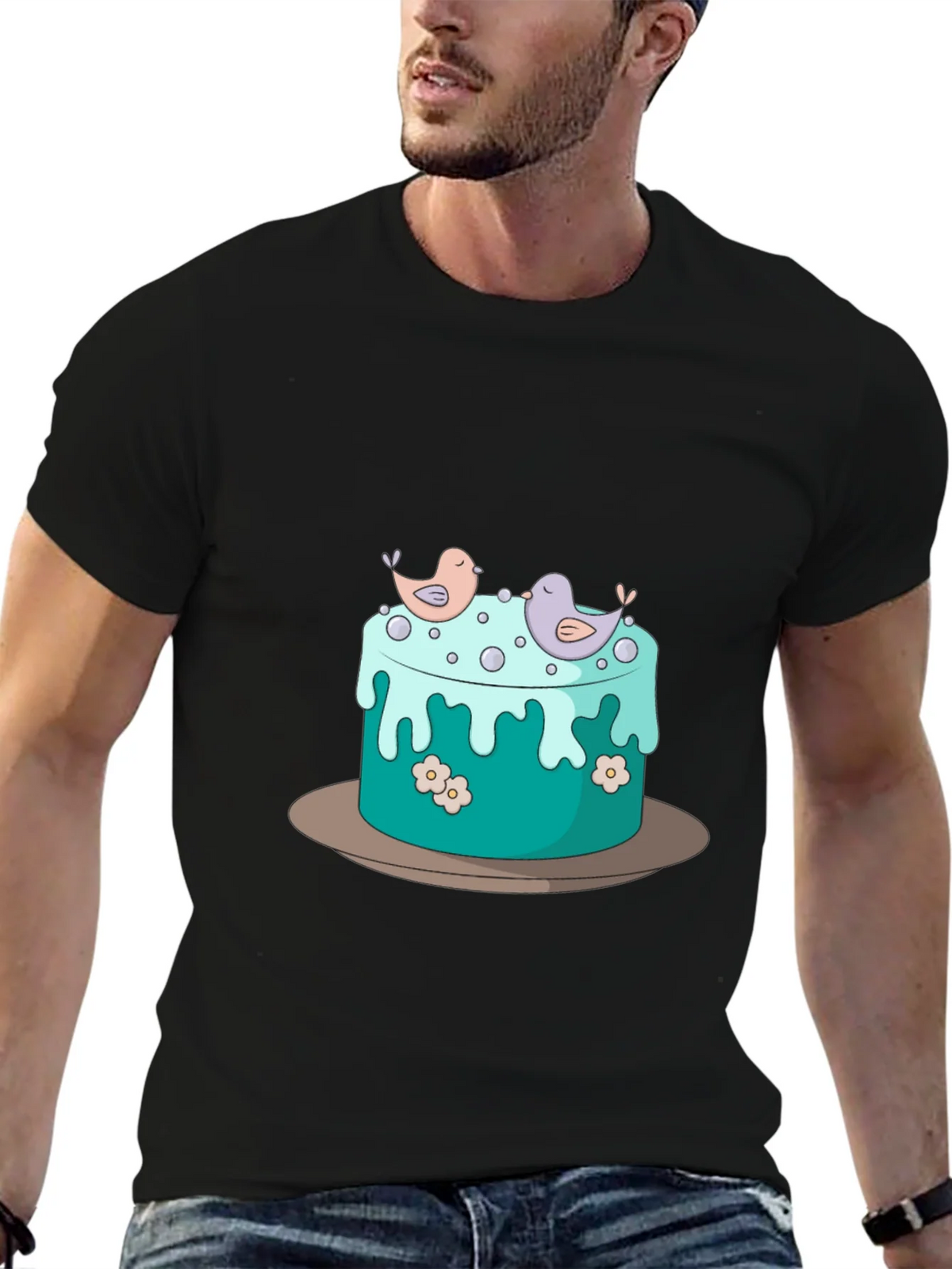 Cake and Birds Graphic T-Shirt - Unisex Style product image 6