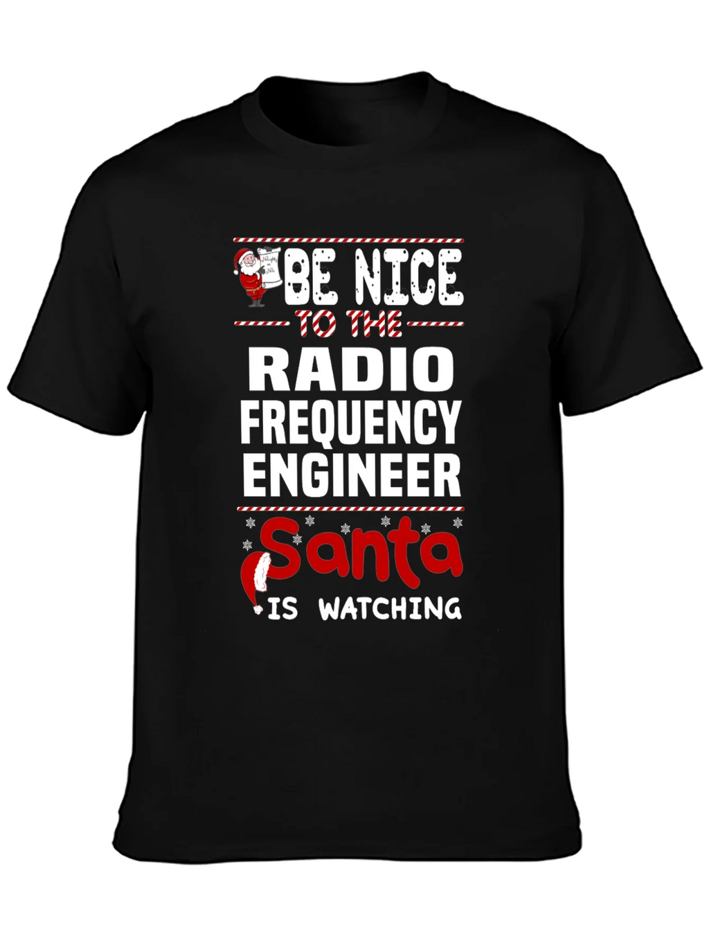 Funny Radio Frequency Engineer Santa Watching T-Shirt product image 3