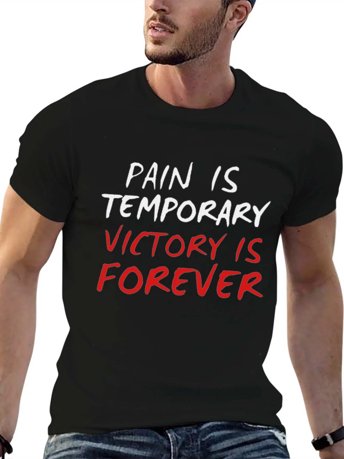 Pain is Temporary Victory is Forever Black T-Shirt product image 6