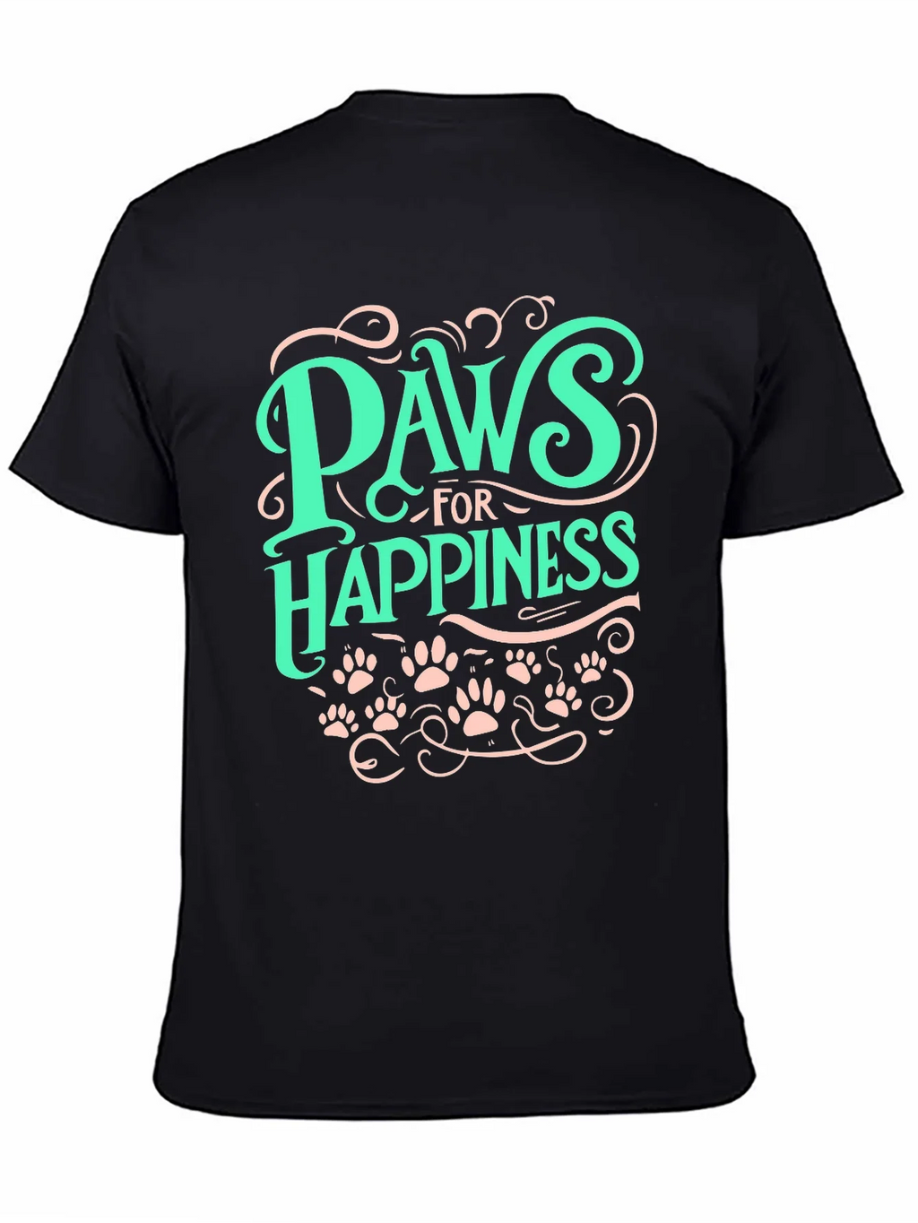 Paws for Happiness Graphic Tee - Black Cotton Comfort product image 4
