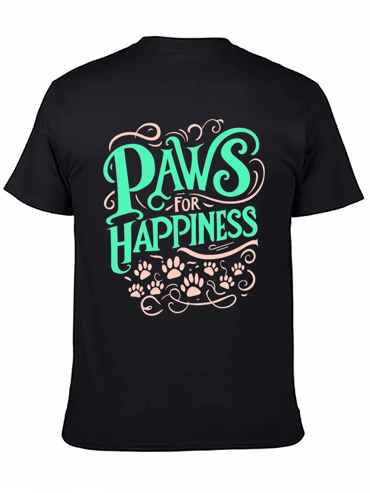 Paws for Happiness Graphic Tee - Black Cotton Comfort product image 4
