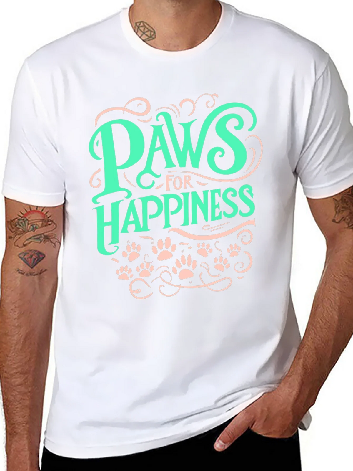 Paws for Happiness Graphic Tee - Black Cotton Comfort product image 7