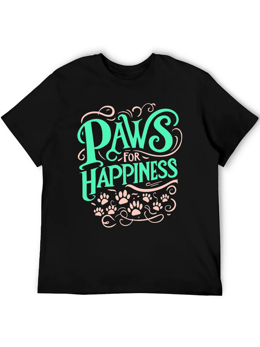 Paws for Happiness Graphic Tee - Black Cotton Comfort product image 5