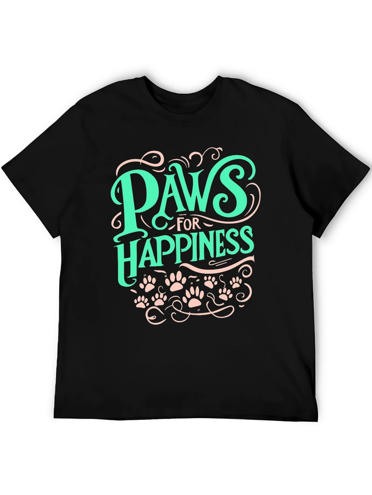 Paws for Happiness Graphic Tee - Black Cotton Comfort product image 5