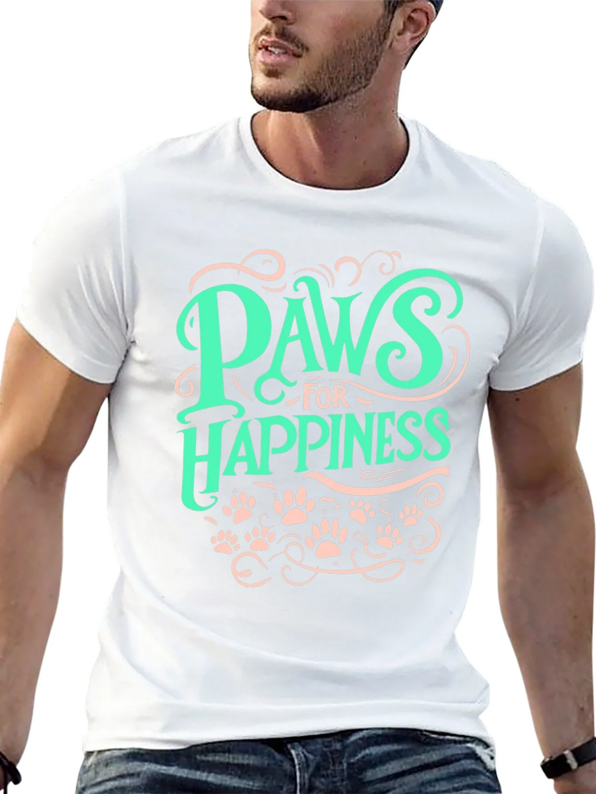 Paws for Happiness Graphic Tee - Black Cotton Comfort product image 12