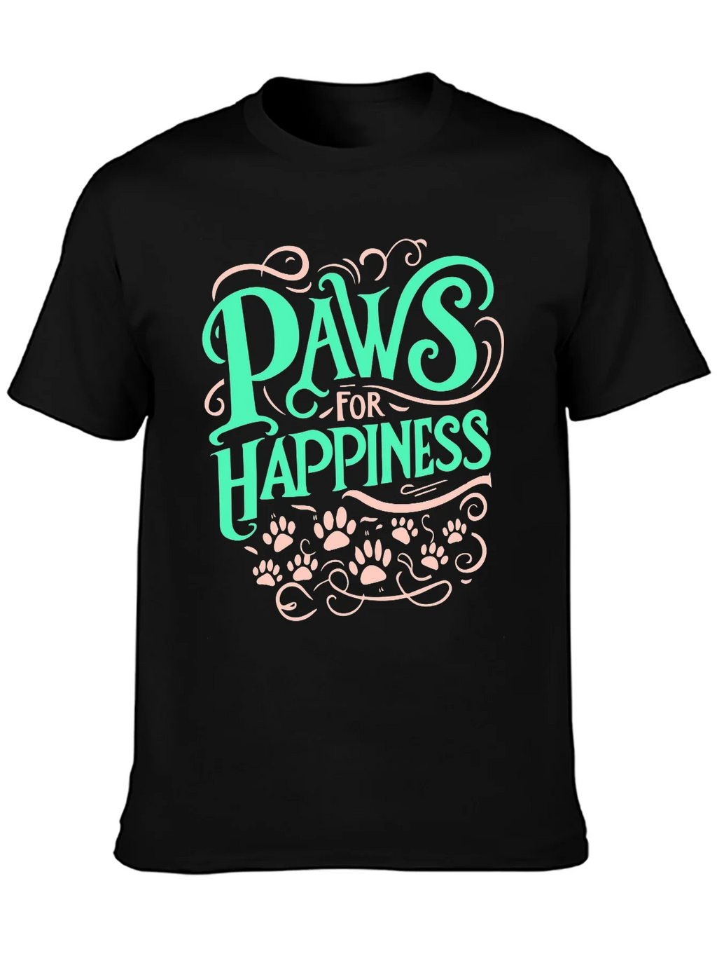 Paws for Happiness Graphic Tee - Black Cotton Comfort product image 3