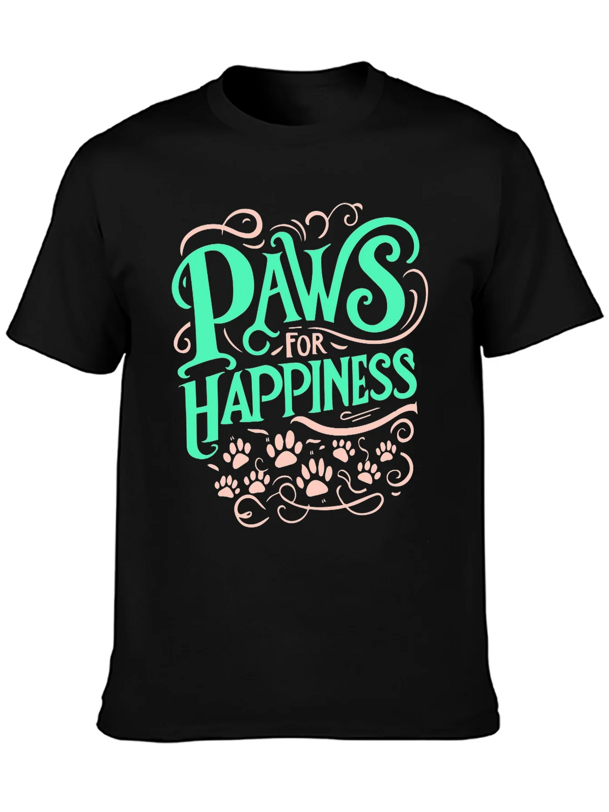 Paws for Happiness Graphic Tee - Black Cotton Comfort product image 3