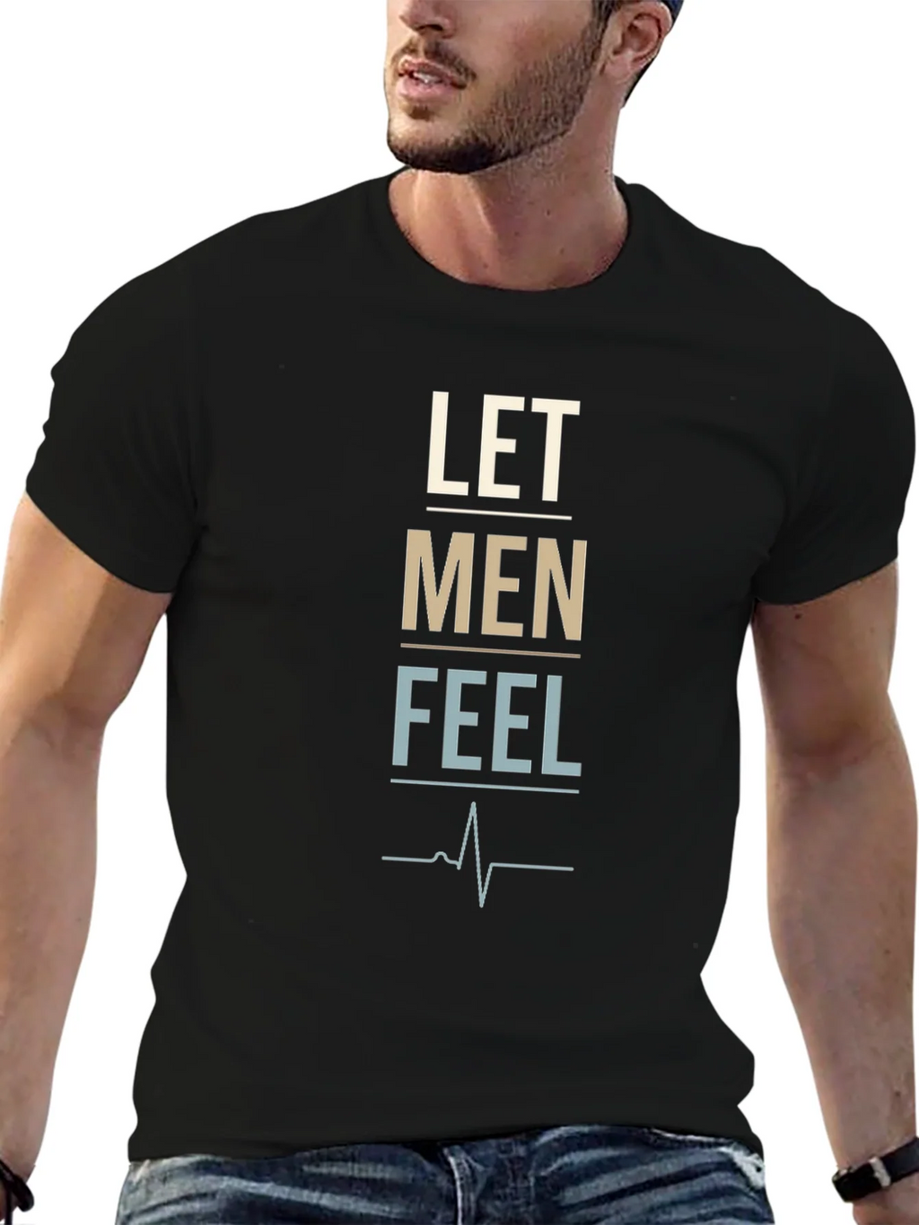 Let Men Feel Graphic Tee - Trendy Black T-Shirt product image 6
